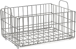 Atlantic Tabletop Wire Storage Basket, Heavy-Gauge Powder-Coated Metal Wire Construction, Stackable for Easy Expansion, Collapsible & Foldable, Non-Slip Feet, Plastic Liner, PN 23308041 – Gray