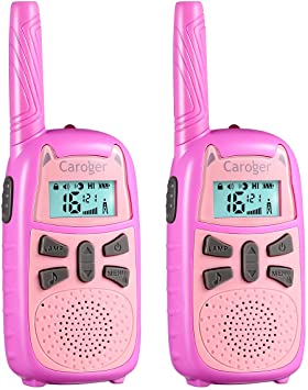 floureon Walkie Talkies for Kids,2 Way Radio Toys 22 Channels 3 Miles Long Range PMR 446MHz 7 Optional Screen Colors with Flashlight and VOX,0.1W and 0.5W Dual Working Power(Pink& Purple,2 Pack)