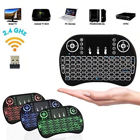 Ybee Mini 2.4Ghz 3 Colours Backlit Wireless Touchpad Mini 2.4Ghz Backlit Wireless Touchpad Keyboard With Mouse For Pc, Pad, Xbox 360, Ps3, Google Android Tv Box, Htpc, Iptv