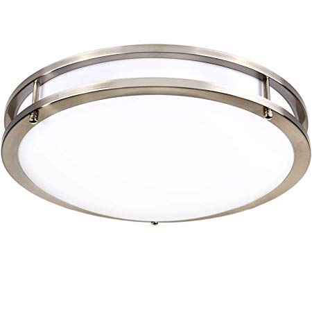 Hykolity 12 Inch LED Ceiling Light, 18W [100W Equivalent] 1380lm 4000K BN Finish Dimmable Saturn Flush mount Ceiling Light, ETL Listed for Hallway, Bathroom, Kitchen, Bedroom, Restroom, Walk In Closet