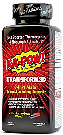 KA-POW! TRANSFORM3D - 3-IN-1 Fat Burner, Test Booster, & Nootropic Stimulant - This is the ultimate male game changer for fat loss, muscle gain, and feeling in your PRIME 30 DAY SUPPLY(Clear Capsules)