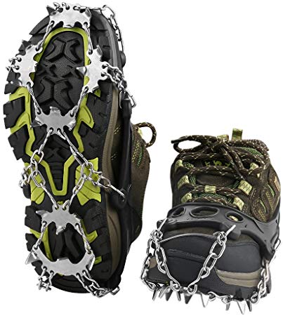 Terra Hiker Crampons with 18 Teeth and Stainless Steel Anti-Slip Traction Cleats for Walking on Snow and Ice (Pack of 2)