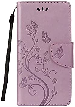 BTJP Smart Wallet Case Magnetic Closure flip Flap Credit Card Pocket for Samsung Galaxy A8 2018 (Light Purple, Galaxy A8 2018)