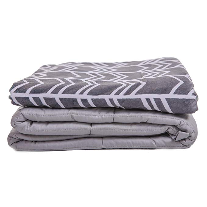 Hooga Weighted Anxiety Blanket 20 lbs for Adults and Kids with Premium Removable Cover | 2-Piece Set | Stylish Chevron Design - 48"x72"