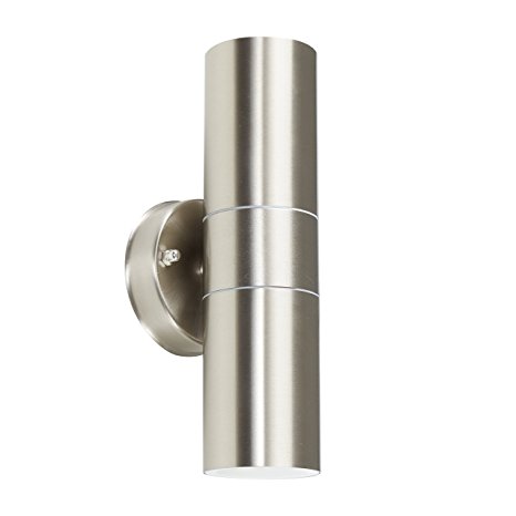 Modern Stainless Steel External Up/Down IP44 Rated Outdoor Security Wall Light
