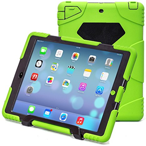 iPad Air Case, ACEGUARDER Three Layer Heavy Duty Kidsproof Shockproof Drop Absorbtion Super Protection Stand Cover Case for Apple iPad Air (Yellow-Black)