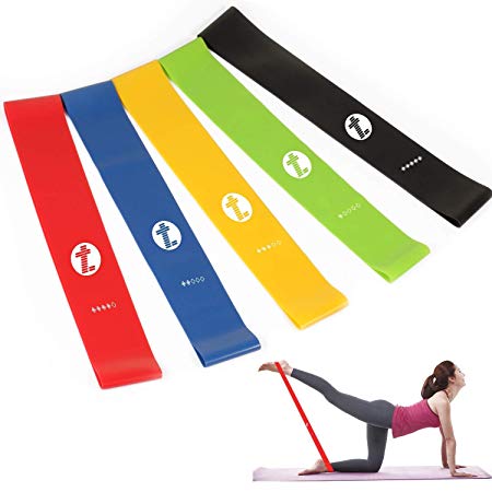 TOPLUS Resistance Bands, Workout Bands 5 Different Levels of Resistance Exercise Bands 5 Pack Loop Bands for Home Workout, Legs and Glutes, Arms, Physio, Pilates, Yoga, and Strength