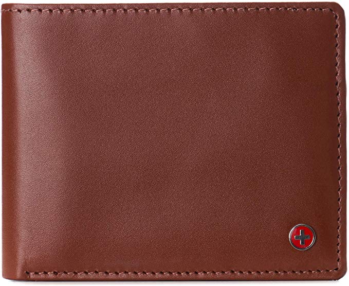 Alpine Swiss RFID Protected Mens Spencer Flip ID Leather Bifold Wallet