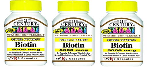 21st Century Biotin 5000 Mcg Capsules, 110-Count (Pack of 3)