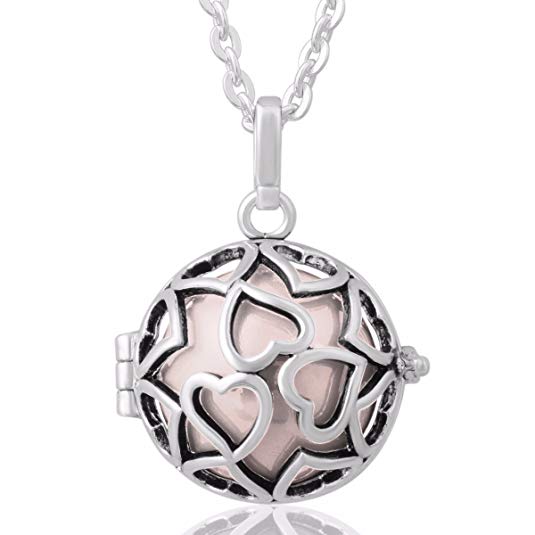 EUDORA Harmony Bola Eternal Love Locket Pendant Necklace 20mm Music Chime Ball Mexico Bell & 30" Chain