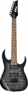 Ibanez GRG 7 String Solid-Body Electric Guitar, Right, Transparent Black Sunburst, Full (GRG7221QATKS)