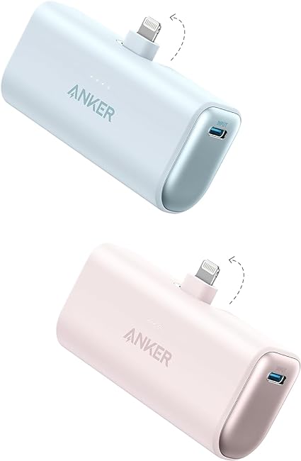 Anker 2-Pack Portable Charger with Built-in Lightning Connector, MFi Certified, Battery Pack 5K 12W, Compatible with iPhone 14/14 Pro / 14 Plus / 14 Pro Max, iPhone 13 and 12 Series