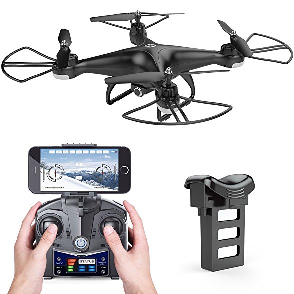 Holy Stone HS110D FPV RC Drone with HD Camera 120° Wide-angle 720P Live Video WiFi Quadcopter with Altitude Hold Headless Mode 3D Flips RTF with 4G TF Card, Color Black