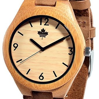 Tamlee Fashion Men Casual Bamboo Wood Leather Number Index Quartz Watches Clock Gifts