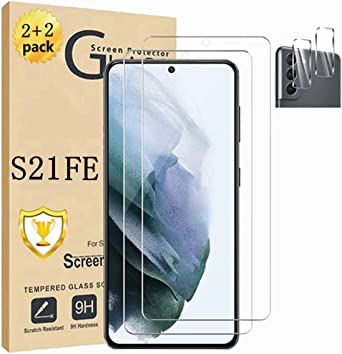 Galaxy S21 FE Screen Protector【2 2 Pack】With Camera Lens Protector Compatible Fingerprint Easy Installation [ 9H ] Tempered Glass Screen Protector for Samsung Galaxy S21 FE 5G