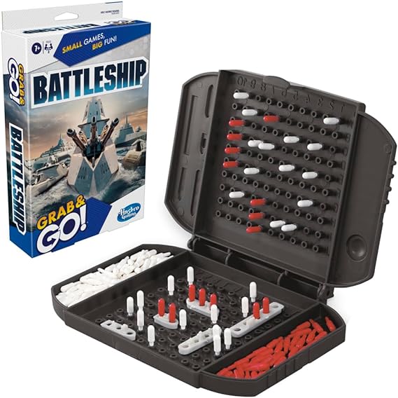 Battleship Grab and Go Game for Ages 7 and Up, Portable Game for 2 Players, Travel Game for Kids