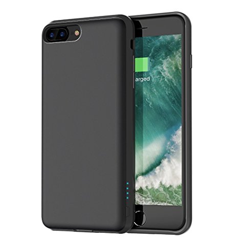 iPhone 8 Plus / 7 Plus Battery Case - Support Lightning Port Headphones, iDLEHANDS Charging Case, Rechargeable Battery Pack Case for Apple iPhone 8P/7P, 3800mAh, Charge and Sync (Black)