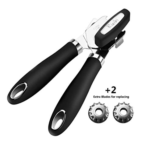 Manual Can Opener Stainless Steel Smooth Edge and Heavy Duty with Non-slip Rubber Handle