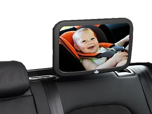 California Basics Baby Car Mirror, 100 Percent Shatterproof, Extra Large, Rear Facing Wide Quick-View, Adjustable Backseat Monitor for Child Safety