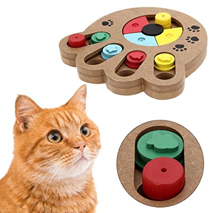 Pet Intelligence Toy PYRUS Eco-friendly Interactive Fun Hide and Seek Food Treated Wooden Pet Paw Puzzle Toy for small or midium dogs and cats.