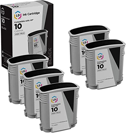 LD Remanufactured Ink Cartridge Replacement for HP 10 C4844A High Yield (Black, 5-Pack)