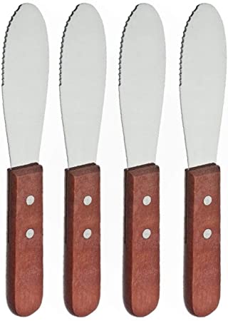 Adorox Wide Stainless Steel Spreader Kitchen Knives for Sandwiches Butter Cheese (Set of 4)
