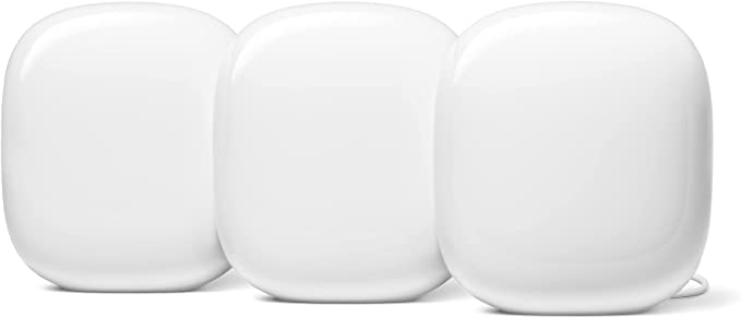 Google Wifi Pro – Wi-Fi 6E Reliable home system with fast speed and whole-home coverage Mesh router snow, 3-Pk