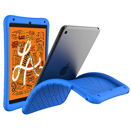 Bear Motion Silicon Case for iPad Mini 5 2019 - Anti Slip Shockproof Light Weight Kids Friendly Protective Case for (iPad Mini 5/4, Blue)