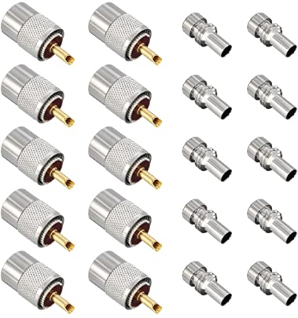 SODIAL(R) 10 X PL259 UHF Connector Male Plug With Reducer for RG8X Coaxial Cable  Tube