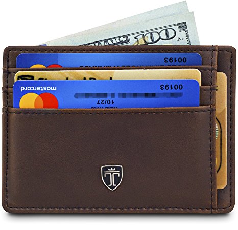 TRAVANDO Front Pocket Minimalist Slim Wallet for Men „TEXAS“ – 9 Card Slots – RFID Blocking – Thin Card Sleeve
