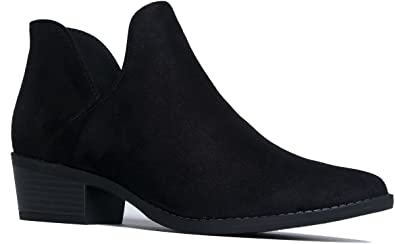 J. Adams Levi Ankle Bootie - Western Cowboy Pointed Toe Low Heel Ankle Boot