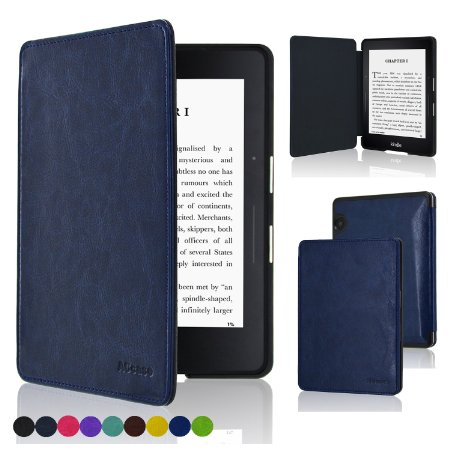 Kindle Voyage Case - ACcase Kindle Voyage SmartShell Case - the Thinnest and Lightest Premium PU Leather Cover Case for Amazon Kindle Voyage 2014 Version with Auto Wake Sleep Feature - Navy Blue