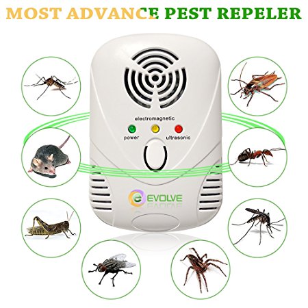 Evolve Ultrasonic/electromagnetic pest repeller - indoor plug-in pest control repellent with night light function