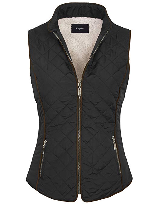 BOHENY Womens Faux Fur Lined Quilted Padding Zip Up Vest (S-3X)