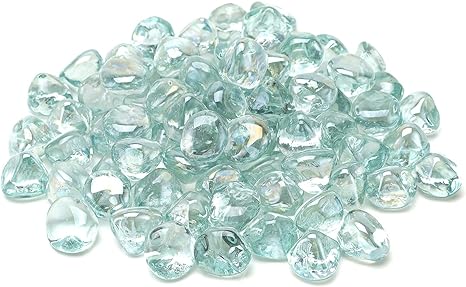 Skyflame 10-Pound Fire Glass Diamonds for Fire Pit Fireplace Landscaping, 1/2 Inch Reflective Glass Fire-Diamonds, Crystal Ice