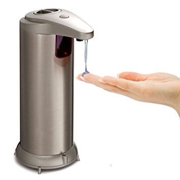 Automatic Soap Dispenser Stainless Steel Soap Touchless Soap Dispenser Fingerprint Resistant Waterproof Base 3 Volume Settings for Bathroom,Kitchen,Countertop