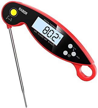 Homasy Meat Thermometer, Ultra-Fast Read Digital Food Cooking Thermometer with Backlight LCD, IPX6 Waterproof with Long Probe, Magnet, Auto Off for Kitchen Sugar BBQ Grill Milk Turkey Water