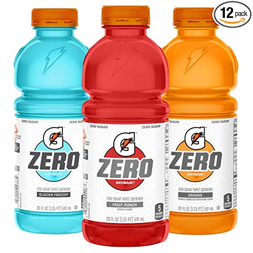 Gatorade G Zero Thirst Quencher, 3 Flavor Variety Pack, 20 Fl Oz Bottles, Pack of 12