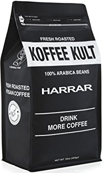 Koffee Kult Ethiopian Harrar Coffee - Ground Coffee- Gourmet Single Origin - 1 Lb Bag (Ground) - Packaging May Vary