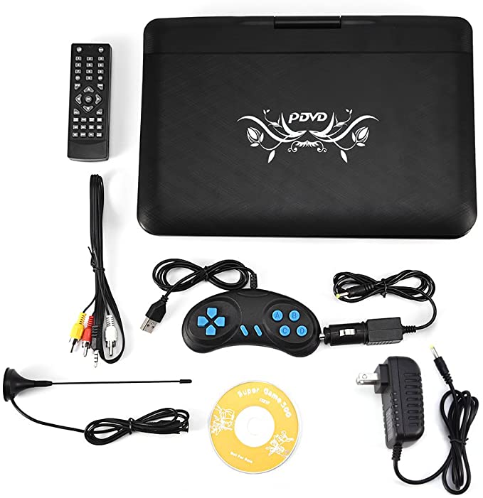 Zerone 13.9inch HD Portable DVD Player, MP3/CD/TV Player with Swivel Screen Built-in Rechargeable Battery Supported SD Card and USB Direct Play (US Plug 110-240V)