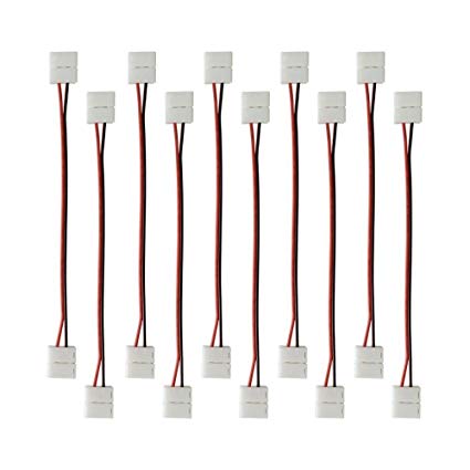 LED Connector / 10 mm Wide 5050 Single Colour Strip Light Connector -NewNewStar 10Pack LED 2 Pin Conductor Strip to Strip Jumper