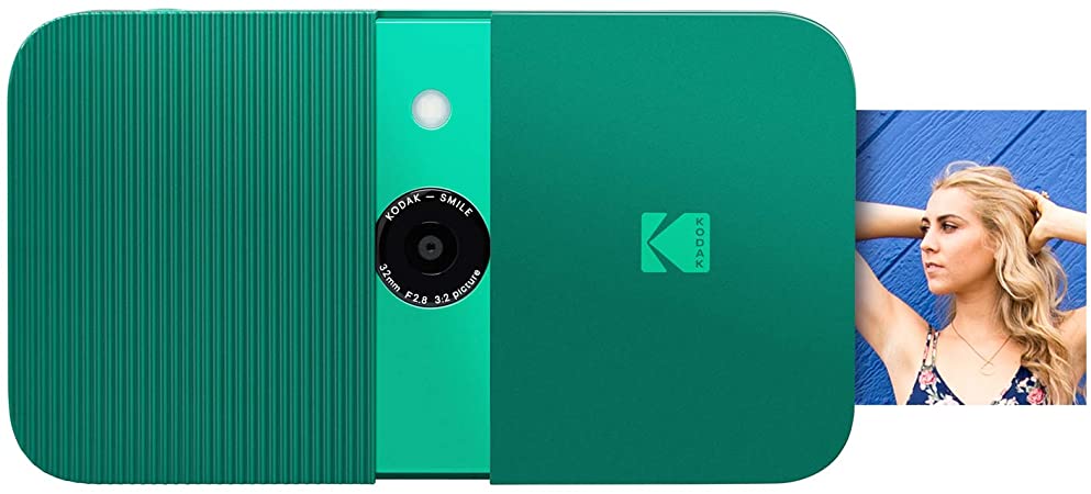 KODAK Smile Instant Print Digital Camera – Slide-Open 10MP Camera w/2x3 ZINK Printer, Screen, Fixed Focus, Auto Flash and Photo Editing – Green