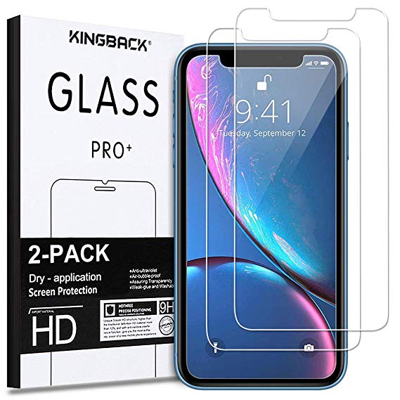 iPhone XR Screen Protector 6.1 Inch [2-Pack] Premium Tempered Glass [0.3mm] 9H Hardness 2.5D Film Super Easy Apply High Definition iPhone XR (2018)