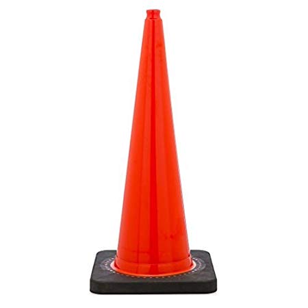 36" Orange Traffic Safety Cone with Black Base (Pack of 6)