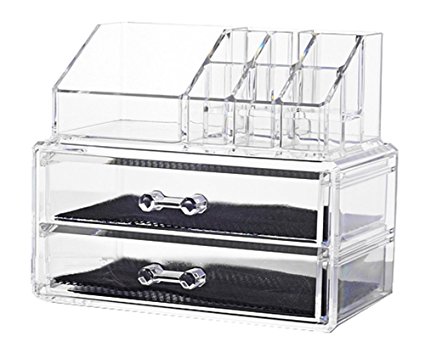 Feibrand Cosmetic Jewellery Rack Makeup Organizer Box Case Clear 2 Storage Drawers