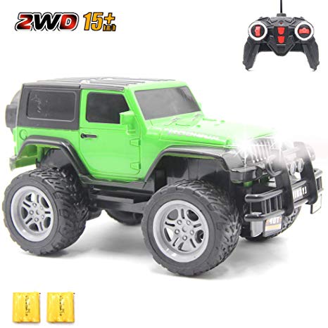 CISAY Rc Cars,6061 Remote Control Car,1/18 Scale 15km/h,2.4Ghz 2WD Land Off-Road,with Car Light and 2 Rechargeable Batteries,Give The Child Best The Gift (Green)
