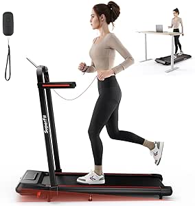 Goplus 2 in 1 Folding Treadmill with Incline, 3.0HP Walking Pad, 265lb Capacity Under Desk Treadmill with Remote Control, APP and LED Display, Portable Foldable Treadmills for Home and Office