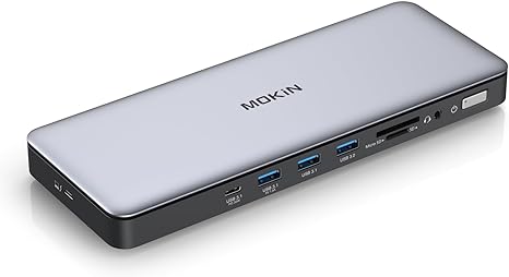 MOKiN Thunderbolt 4 Dock, USB C Docking Station 3 Monitors for Laptop with 96W Charger, USB3.1 Ports, 2.5Gbps Ethernet for Dell, HP, Lenovo, MacBook（Intel Thunderbolt™ Certified）