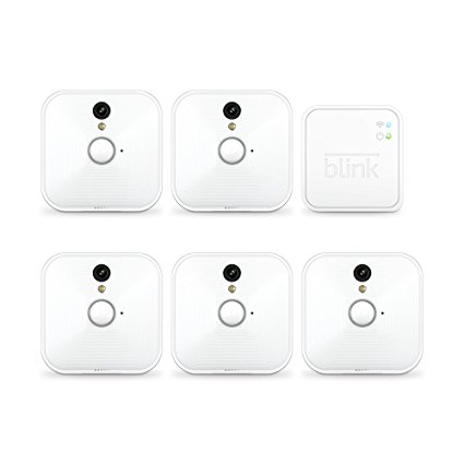 Blink Home Security Camera System for Your Smartphone with Motion Detection, HD Video, Battery Powered, and Cloud Storage Included - 5 Camera Kit