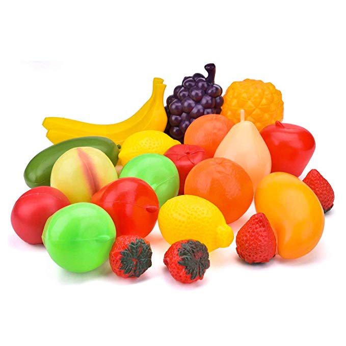 FUN LITTLE TOYS Plastic Fruit, Play Food for Kids Kitchen, Pretend Play Plastic Food Toy for Toddlers , 22 pcs